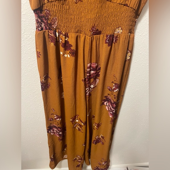 Brown Floral Fall Holiday Jumpsuit - Picture 3 of 4
